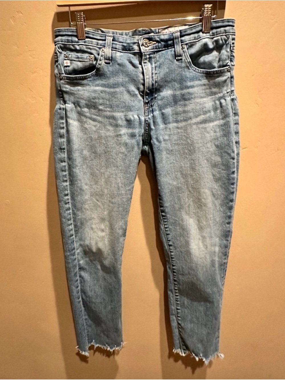 AG Adriano Goldschmied Prima Crop Jeans 30R Light Wash Raw Hem